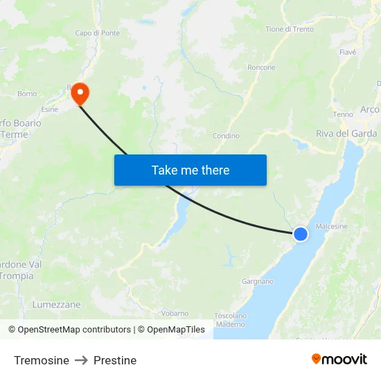 Tremosine to Prestine map