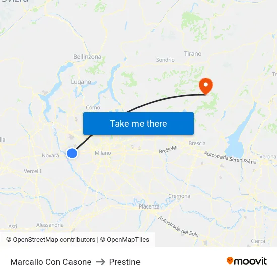 Marcallo con Casone to Prestine map