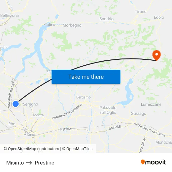 Misinto to Prestine map