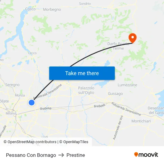 Pessano Con Bornago to Prestine map