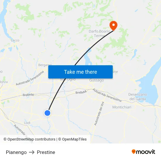 Pianengo to Prestine map