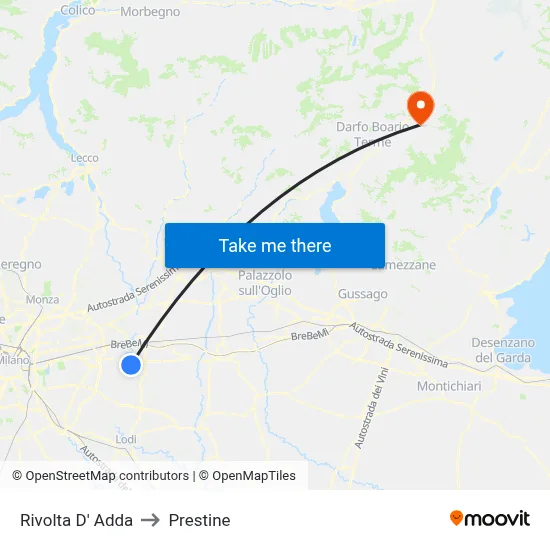 Rivolta d'Adda to Prestine map