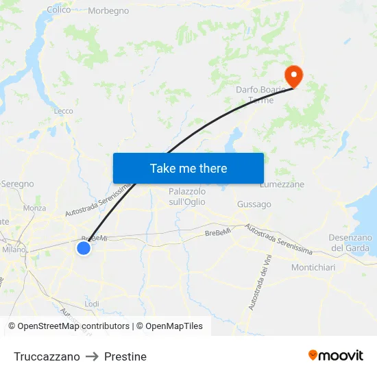 Truccazzano to Prestine map