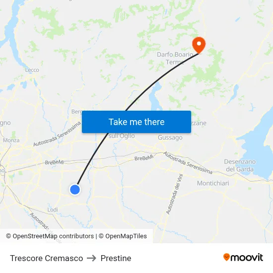Trescore Cremasco to Prestine map