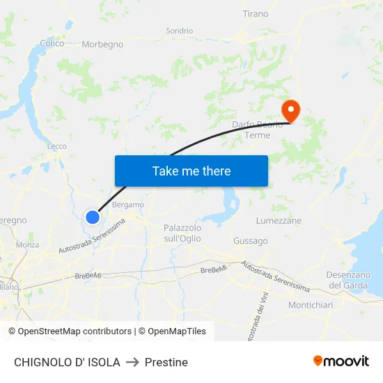 CHIGNOLO D' ISOLA to Prestine map