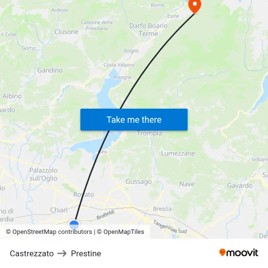 Castrezzato to Prestine map