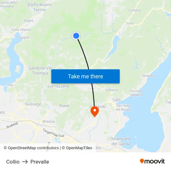 Collio to Prevalle map