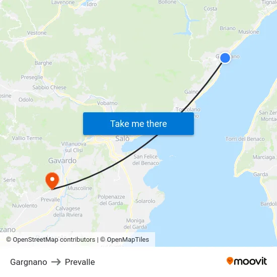 Gargnano to Prevalle map