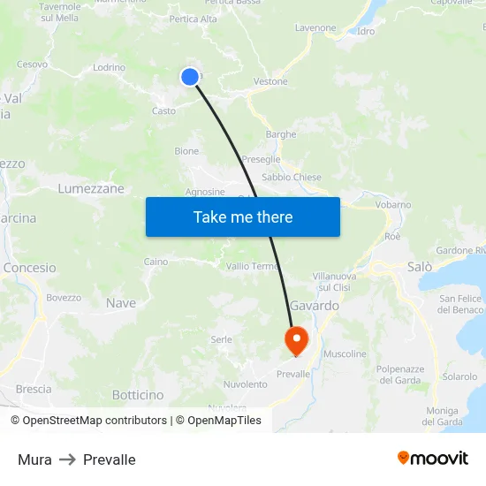 Mura to Prevalle map