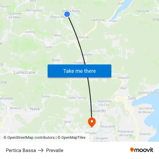 Pertica Bassa to Prevalle map