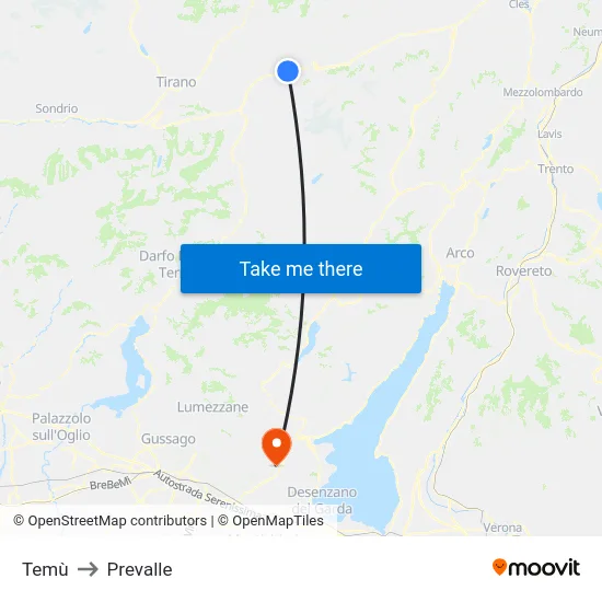 Temù to Prevalle map