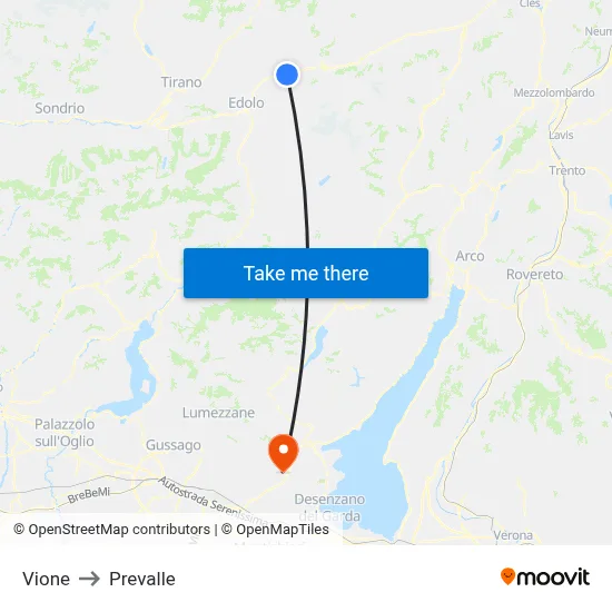 Vione to Prevalle map