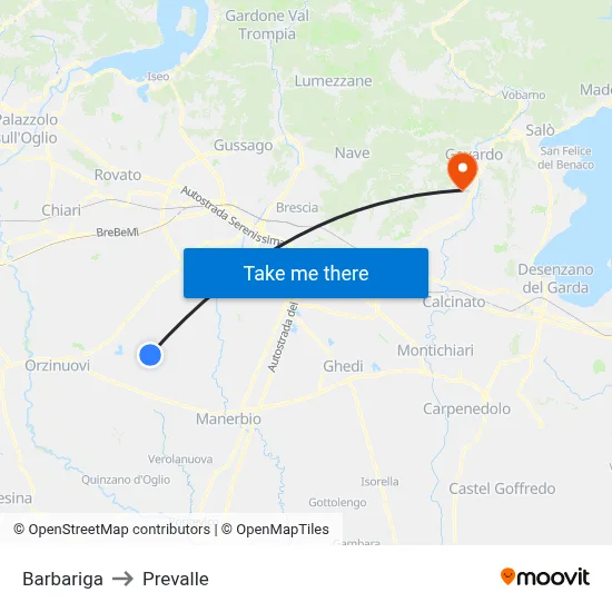 Barbariga to Prevalle map