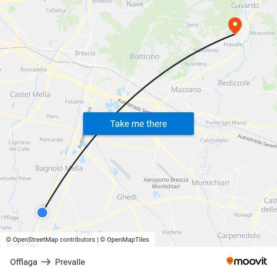 Offlaga to Prevalle map