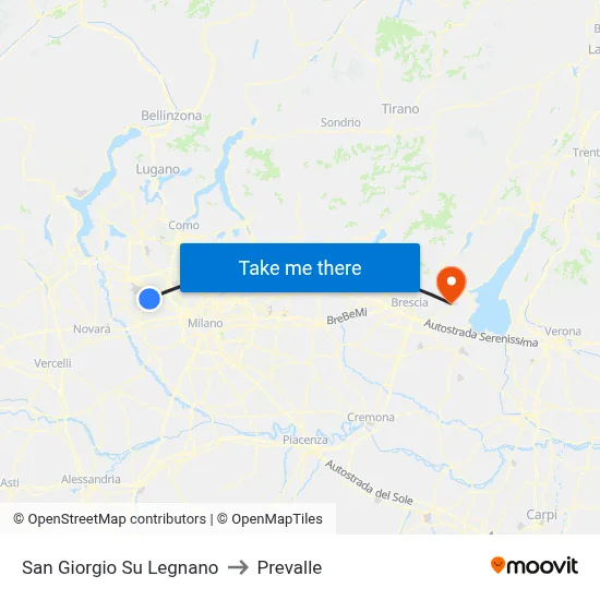 San Giorgio Su Legnano to Prevalle map