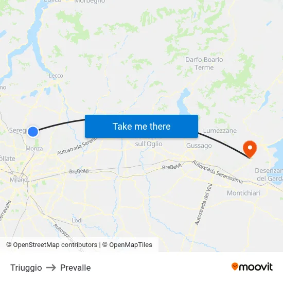 Triuggio to Prevalle map