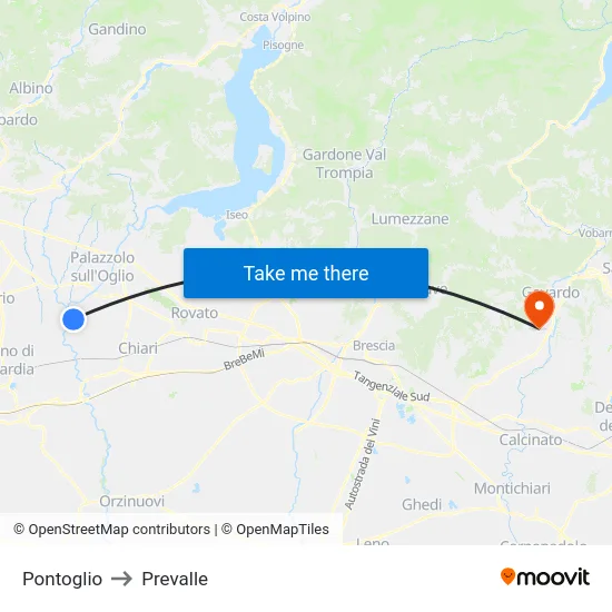 Pontoglio to Prevalle map
