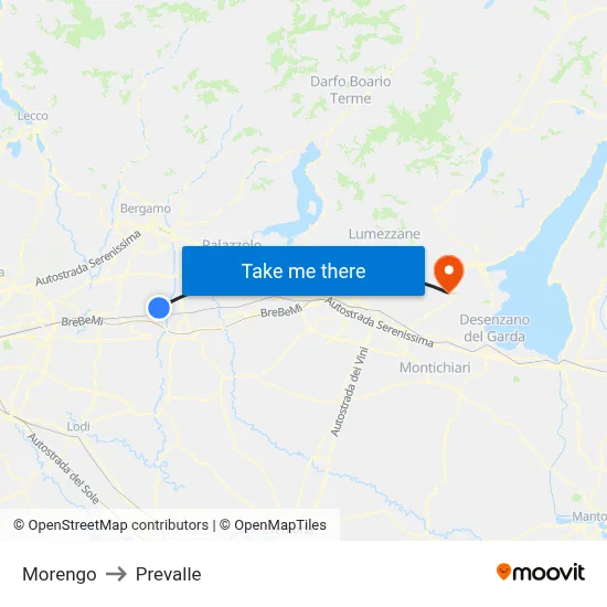 Morengo to Prevalle map
