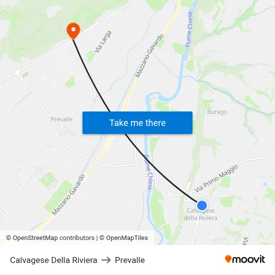 Calvagese Della Riviera to Prevalle map