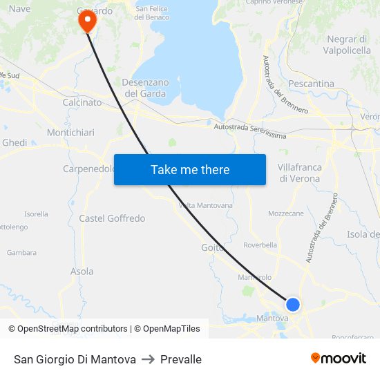 San Giorgio Di Mantova to Prevalle map