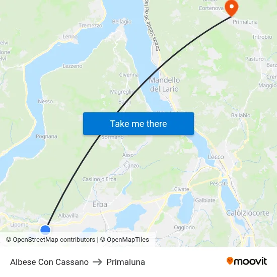 Albese Con Cassano to Primaluna map