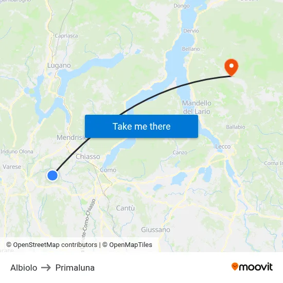 Albiolo to Primaluna map