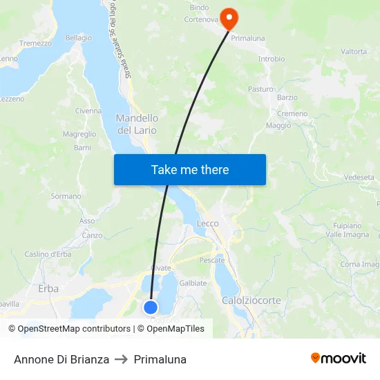 Annone Di Brianza to Primaluna map