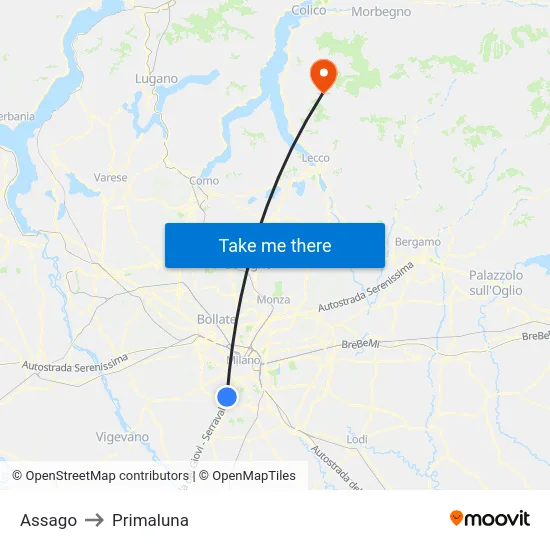 Assago to Primaluna map