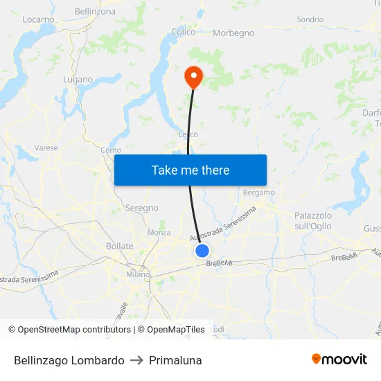 Bellinzago Lombardo to Primaluna map