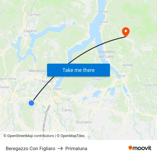 Beregazzo Con Figliaro to Primaluna map