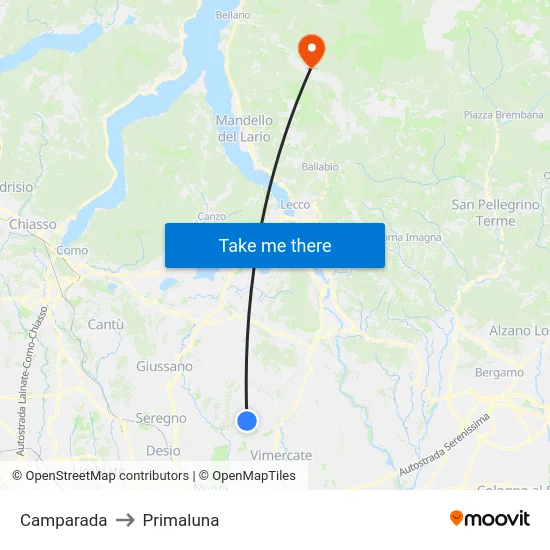 Camparada to Primaluna map