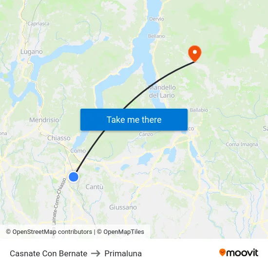 Casnate Con Bernate to Primaluna map