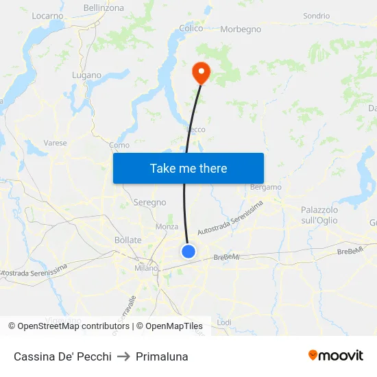 Cassina De' Pecchi to Primaluna map