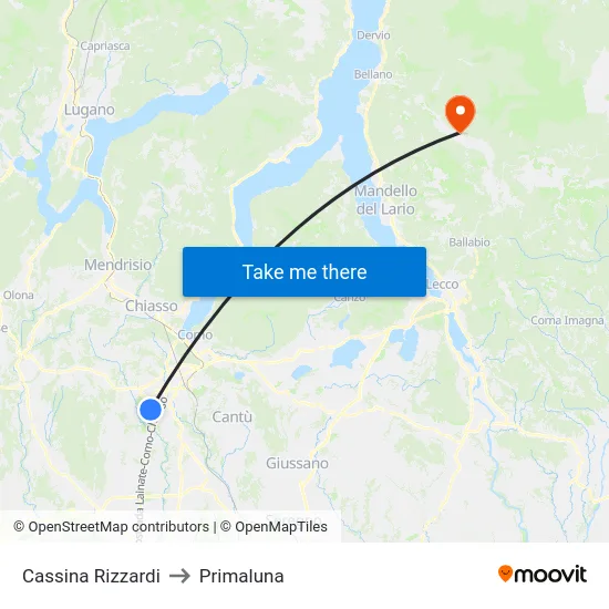 Cassina Rizzardi to Primaluna map