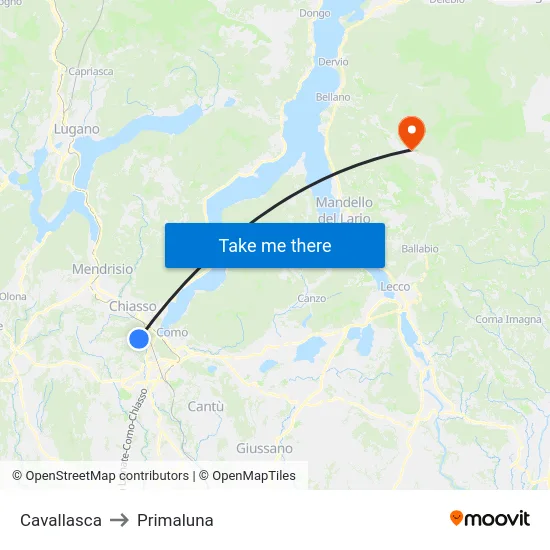 Cavallasca to Primaluna map