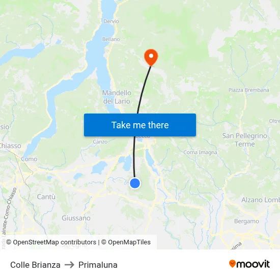 Colle Brianza to Primaluna map