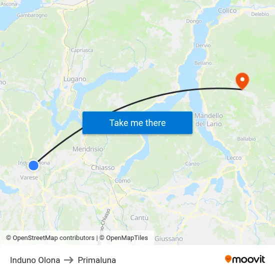 Induno Olona to Primaluna map