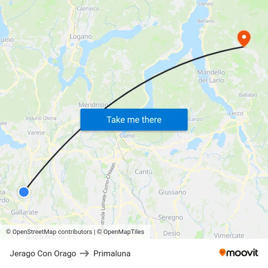 Jerago con Orago to Primaluna map