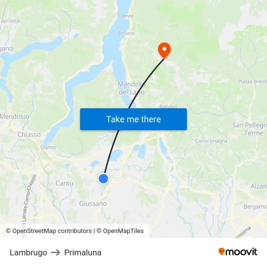 Lambrugo to Primaluna map