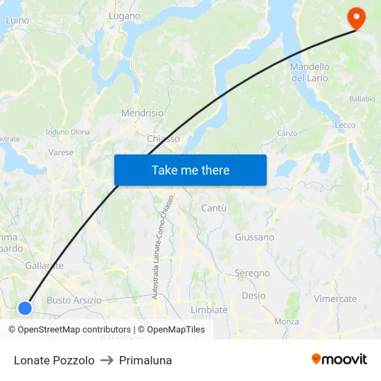 Lonate Pozzolo to Primaluna map