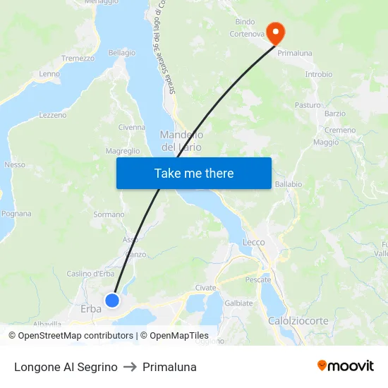 Longone Al Segrino to Primaluna map