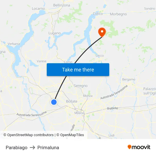 Parabiago to Primaluna map