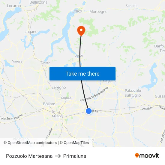 Pozzuolo Martesana to Primaluna map