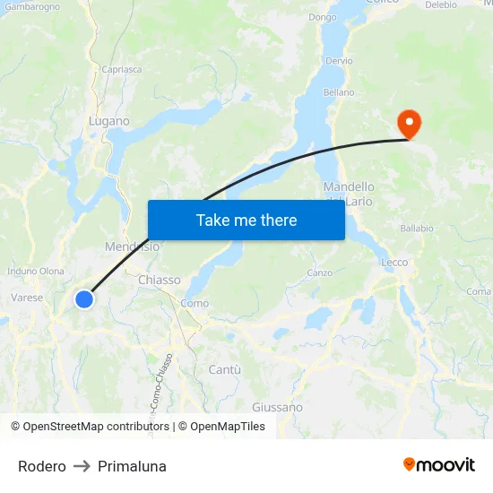 Rodero to Primaluna map
