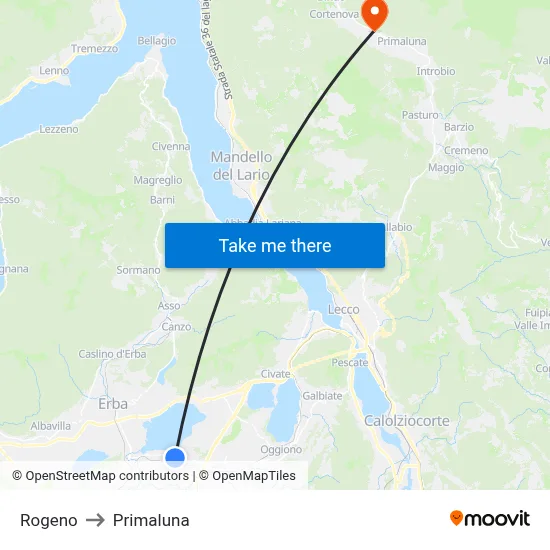 Rogeno to Primaluna map