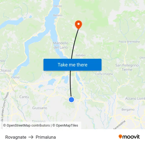 Rovagnate to Primaluna map