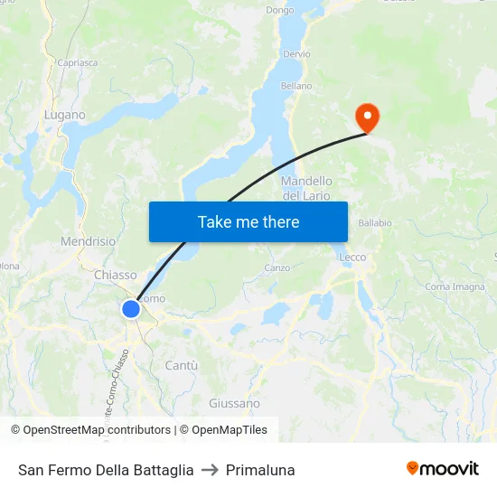 San Fermo Della Battaglia to Primaluna map