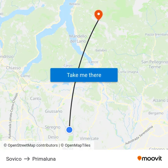 Sovico to Primaluna map