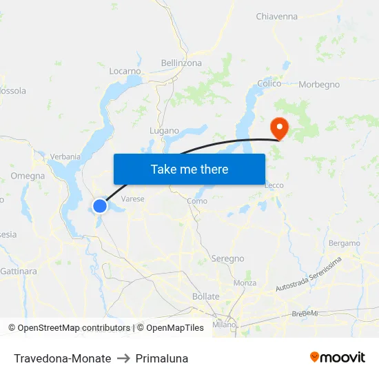 Travedona-Monate to Primaluna map