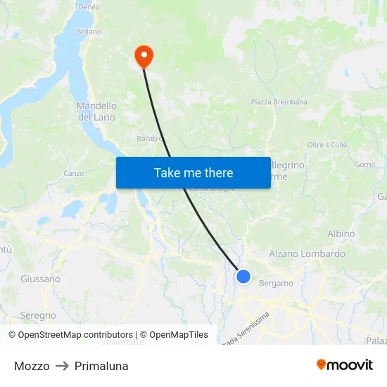 Mozzo to Primaluna map